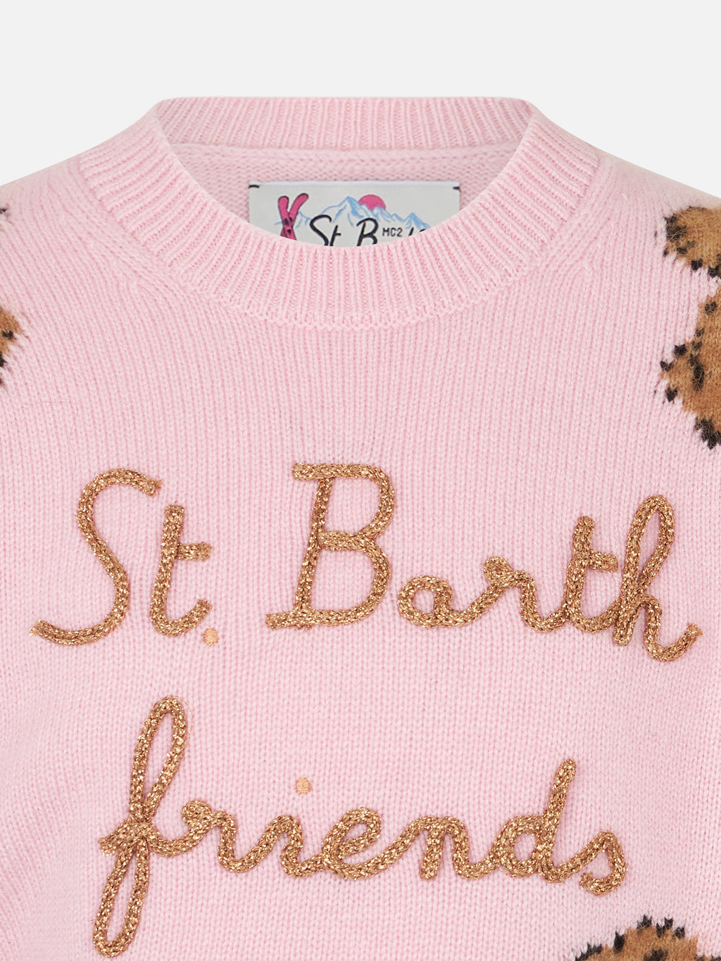 Maglia girocollo Princess Soft rosa con ricamo St. Barth Friends