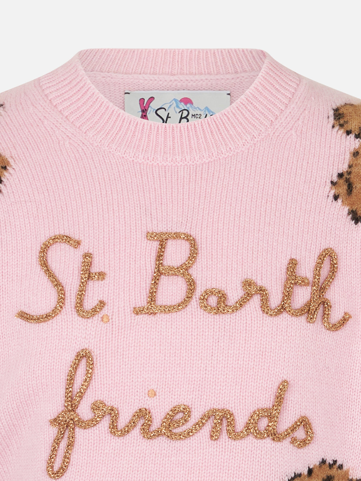 Maglia girocollo Princess Soft rosa con ricamo St. Barth Friends