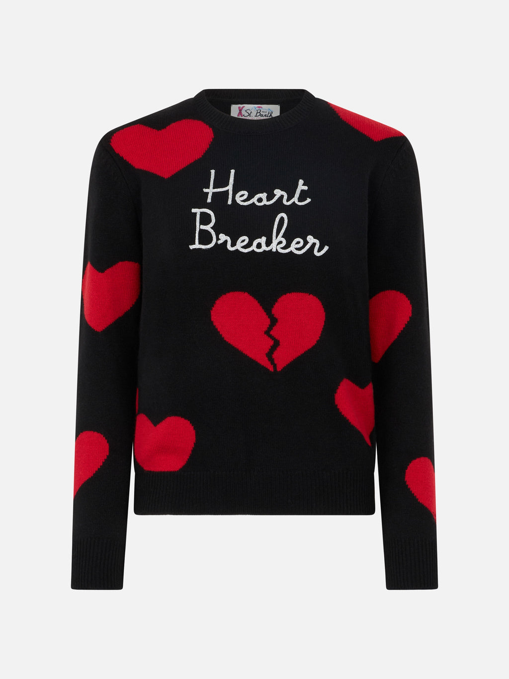 Maglia girocollo New Queen nera con ricamo Heart Breaker
