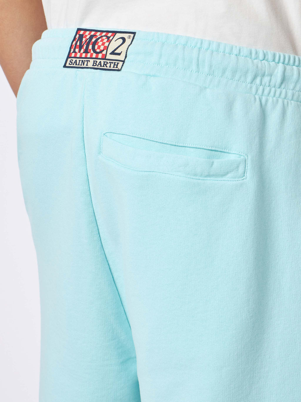 Bermuda Randle verde acqua in cotone con ricamo palma