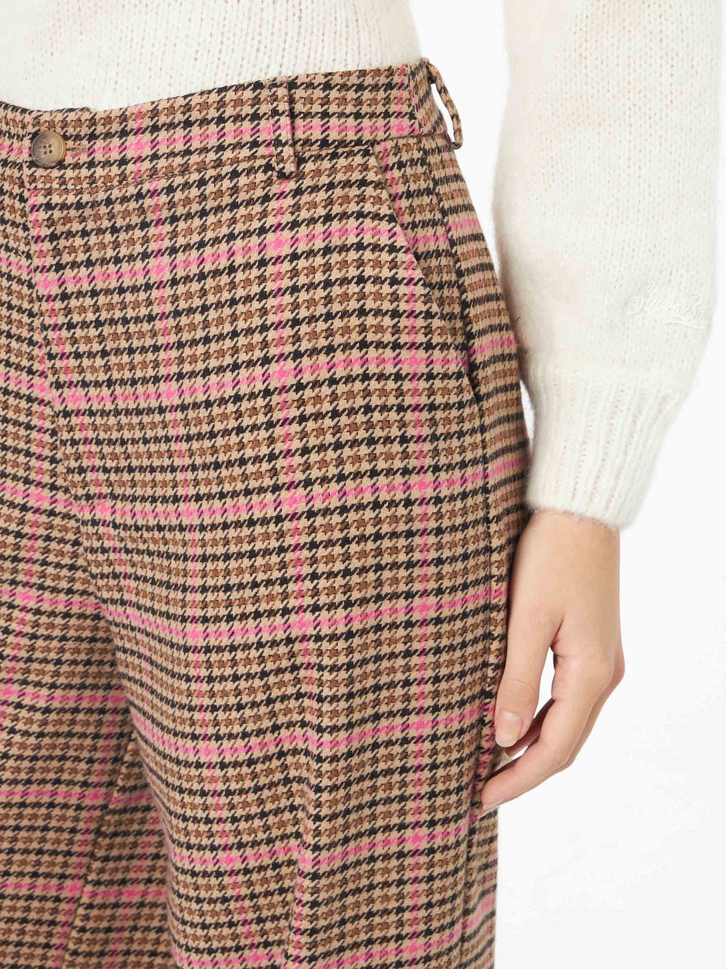 Pantaloni palazzo Rebella bianchi e neri pied de poule