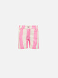 Bermuda Cancun Jr in denim a righe rosa