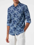 Camicia Sikelia blu navy in mussola con stampa paisley product image 1