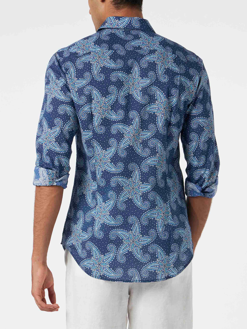 Camicia Sikelia blu navy in mussola con stampa paisley product image 2