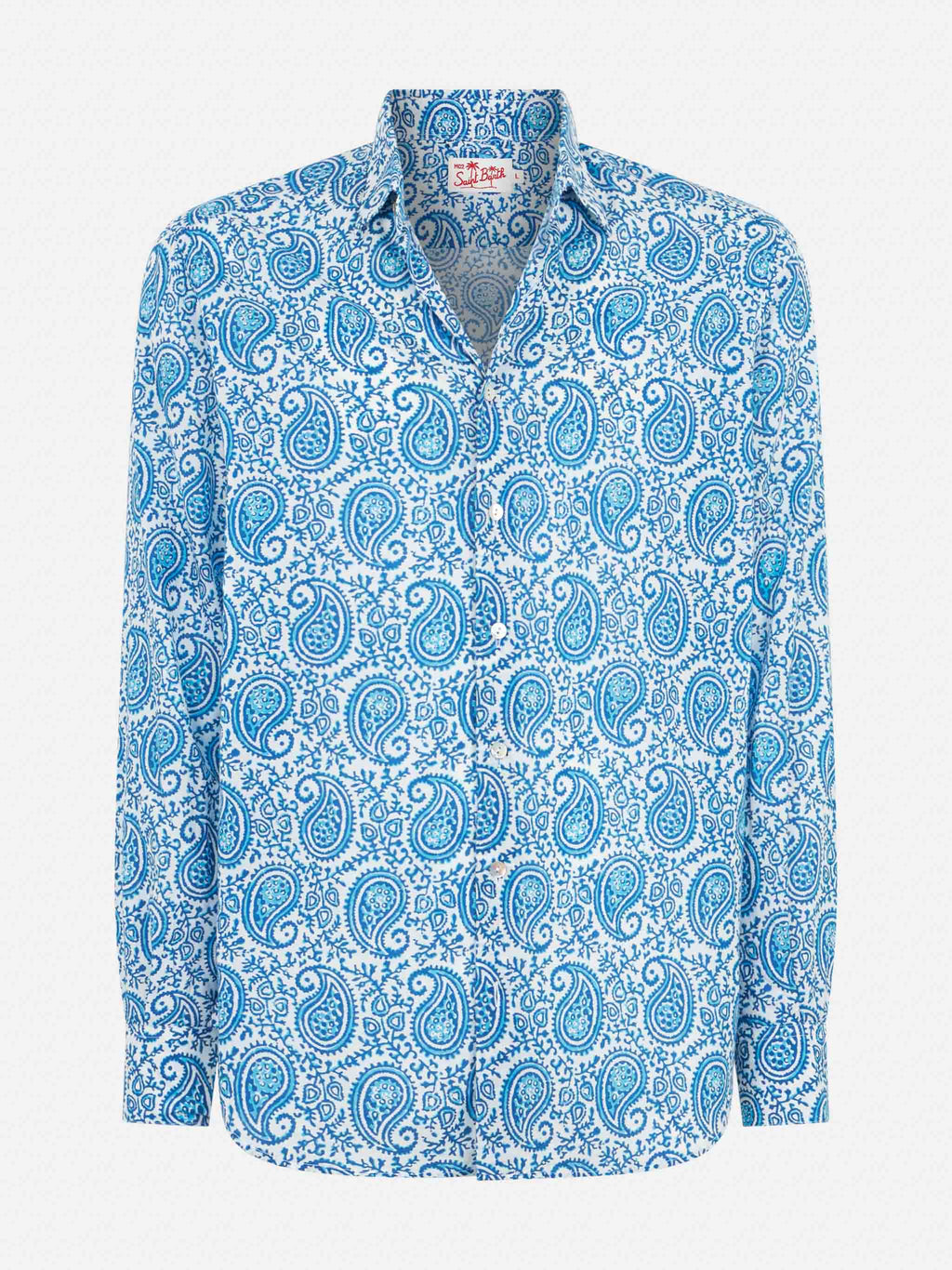 Camicia Sikelia bianca in mussola con stampa paisley product image 4