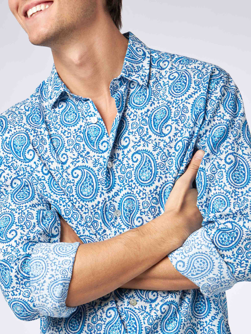 Camicia Sikelia bianca in mussola con stampa paisley product image 2
