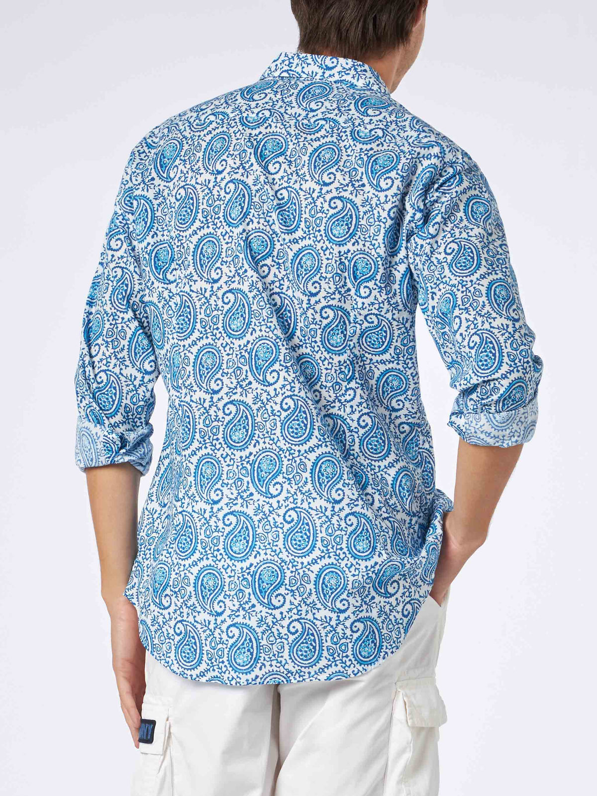 Camicia Sikelia bianca in mussola con stampa paisley product image 3
