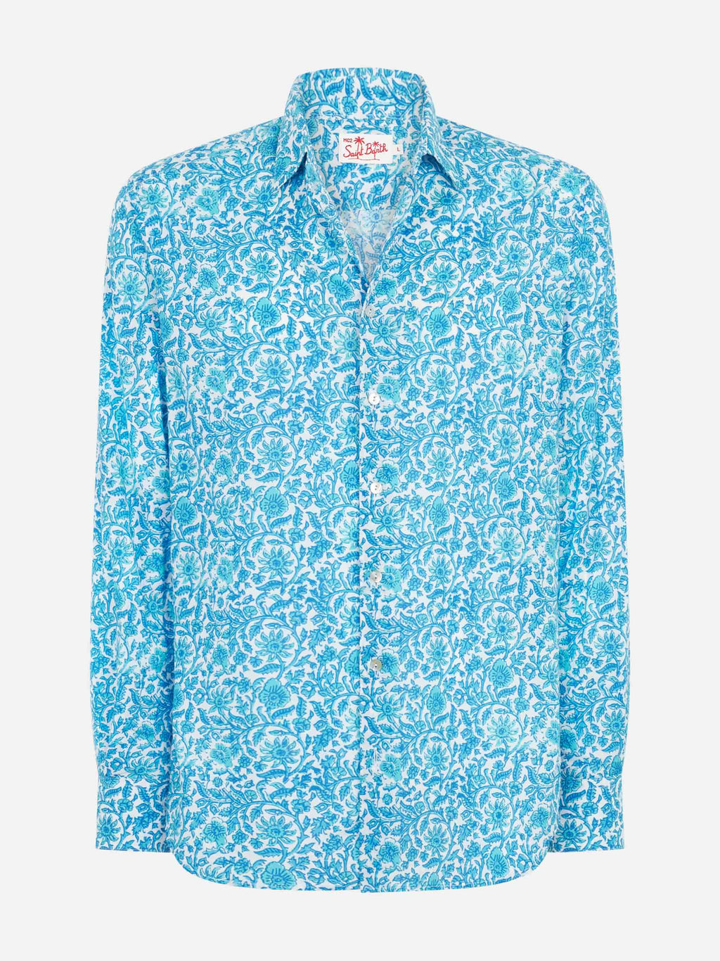 Camicia Sikelia bianca in mussola con motivo floreale product image 4