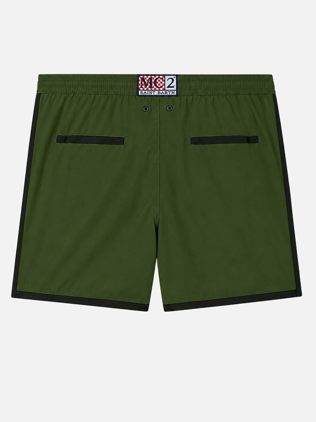 Costume mare Alphaclub verde militare con logo laterale a contrasto