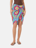 Gonna midi Amanda in lino con stampa ikat