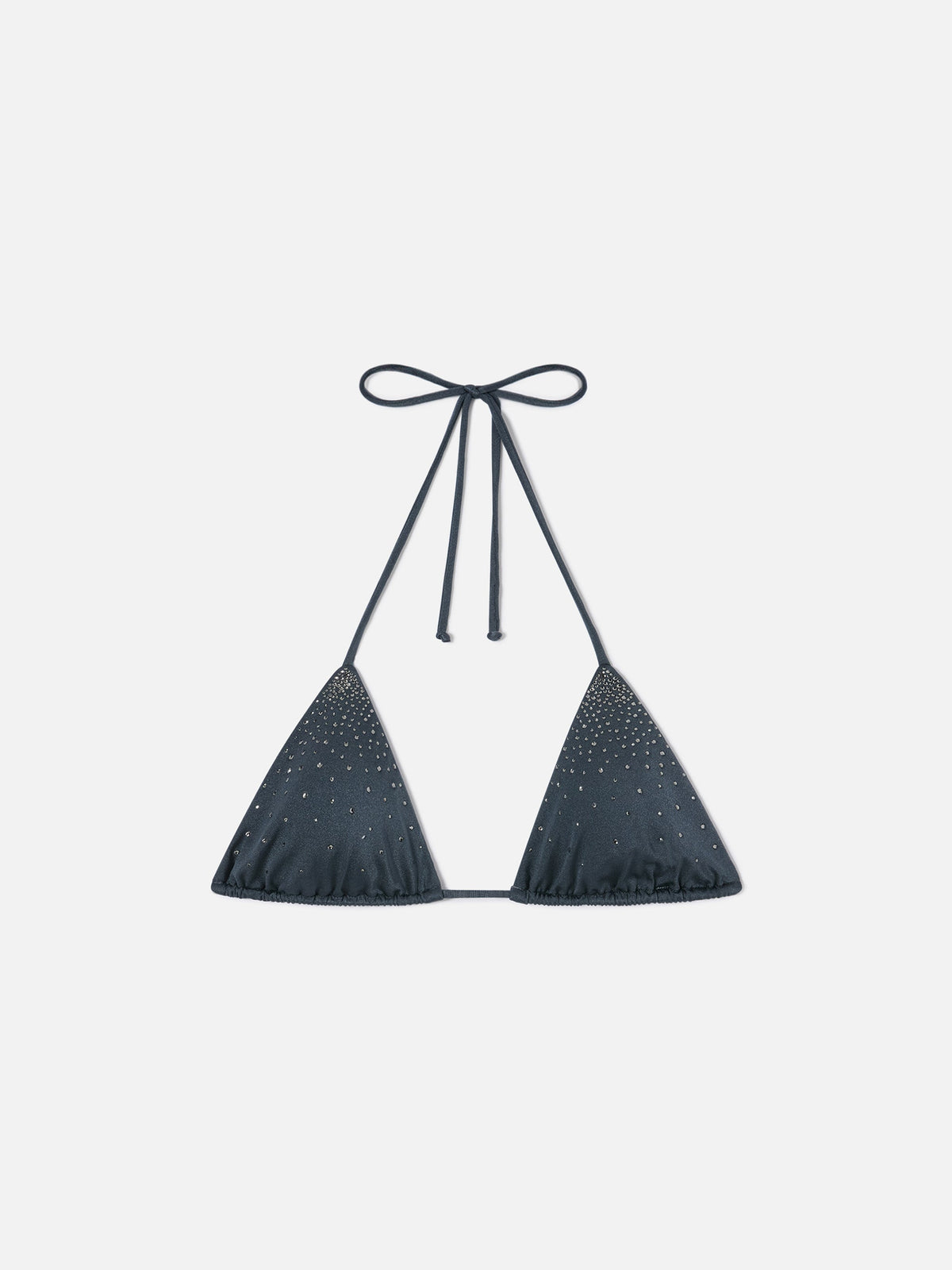 Top bikini Annabelle triangolo grigio con dettagli strass applicati