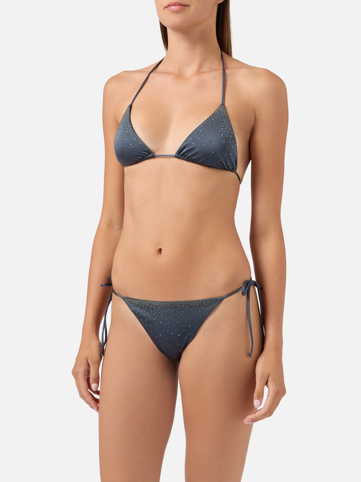 Bikini Annabelle Marielle grigio scuro con dettagli strass