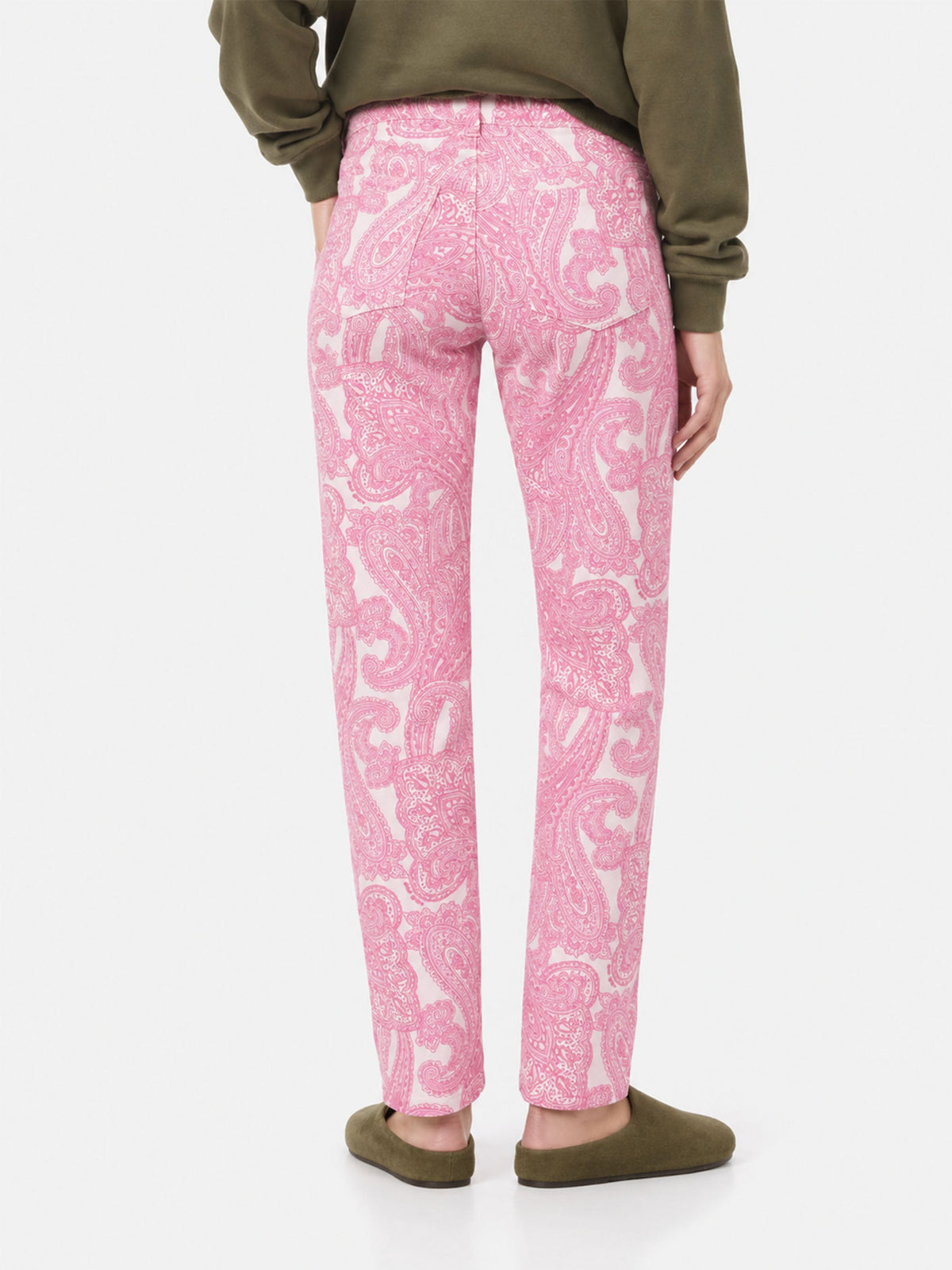 Pantaloni Belleville in denim con stampa paisley rosa