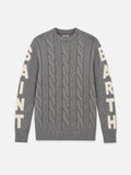 Maglia Bergen grigio melange a trecce con jacquard logo