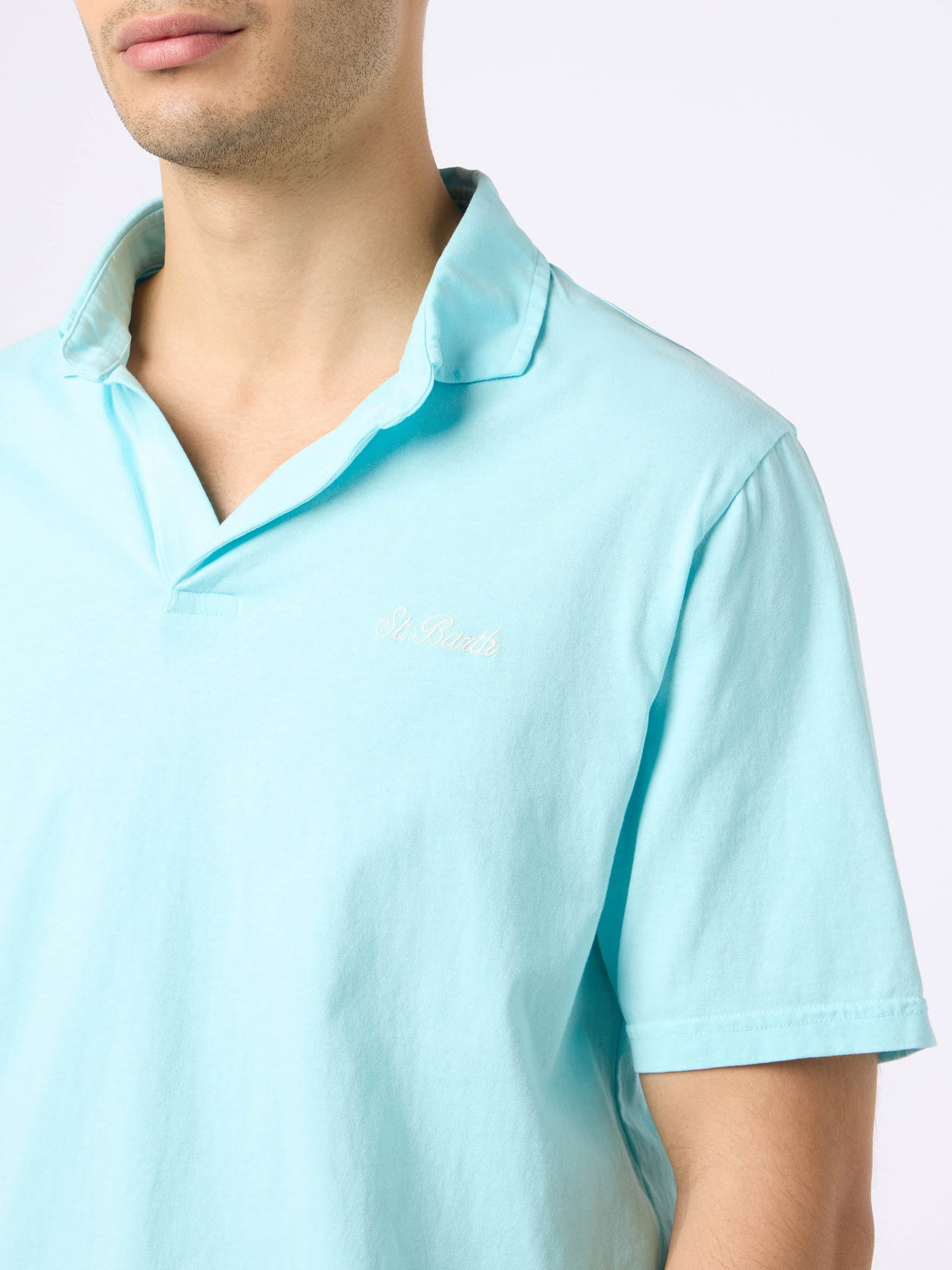 Polo Brighton verde acqua con ricamo logo product image 2