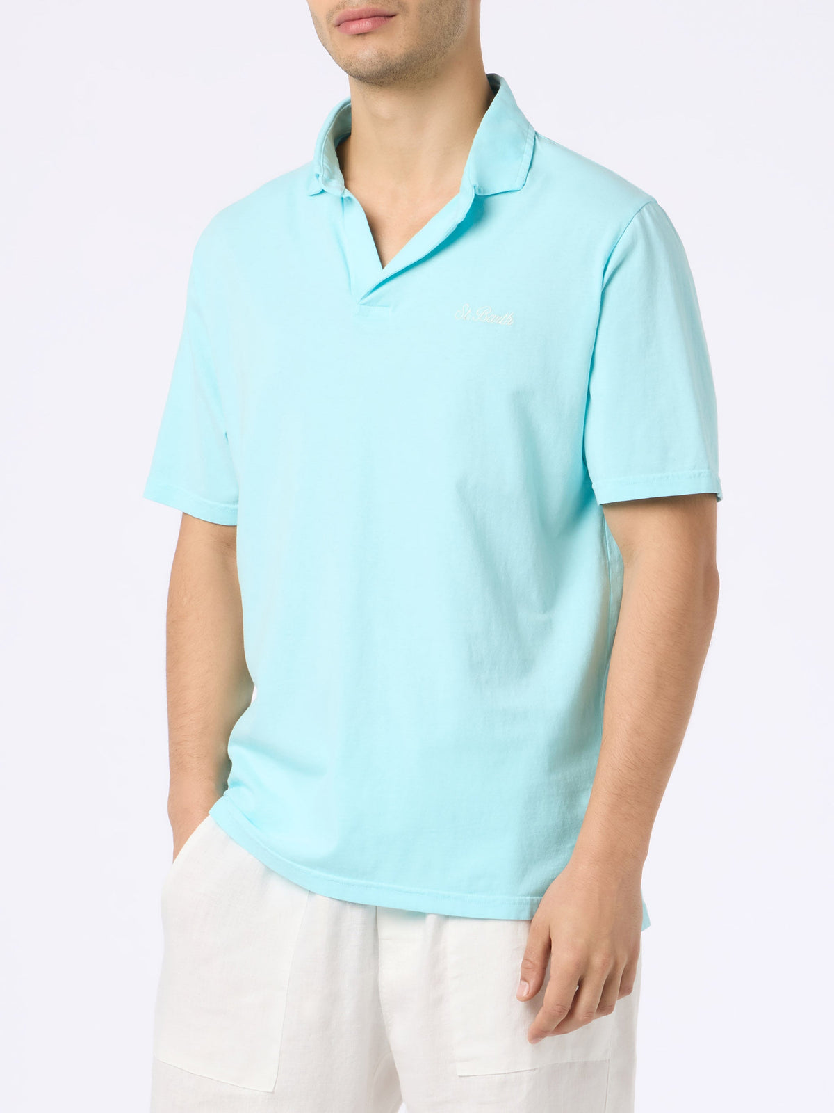 Polo Brighton verde acqua con ricamo logo product image 1