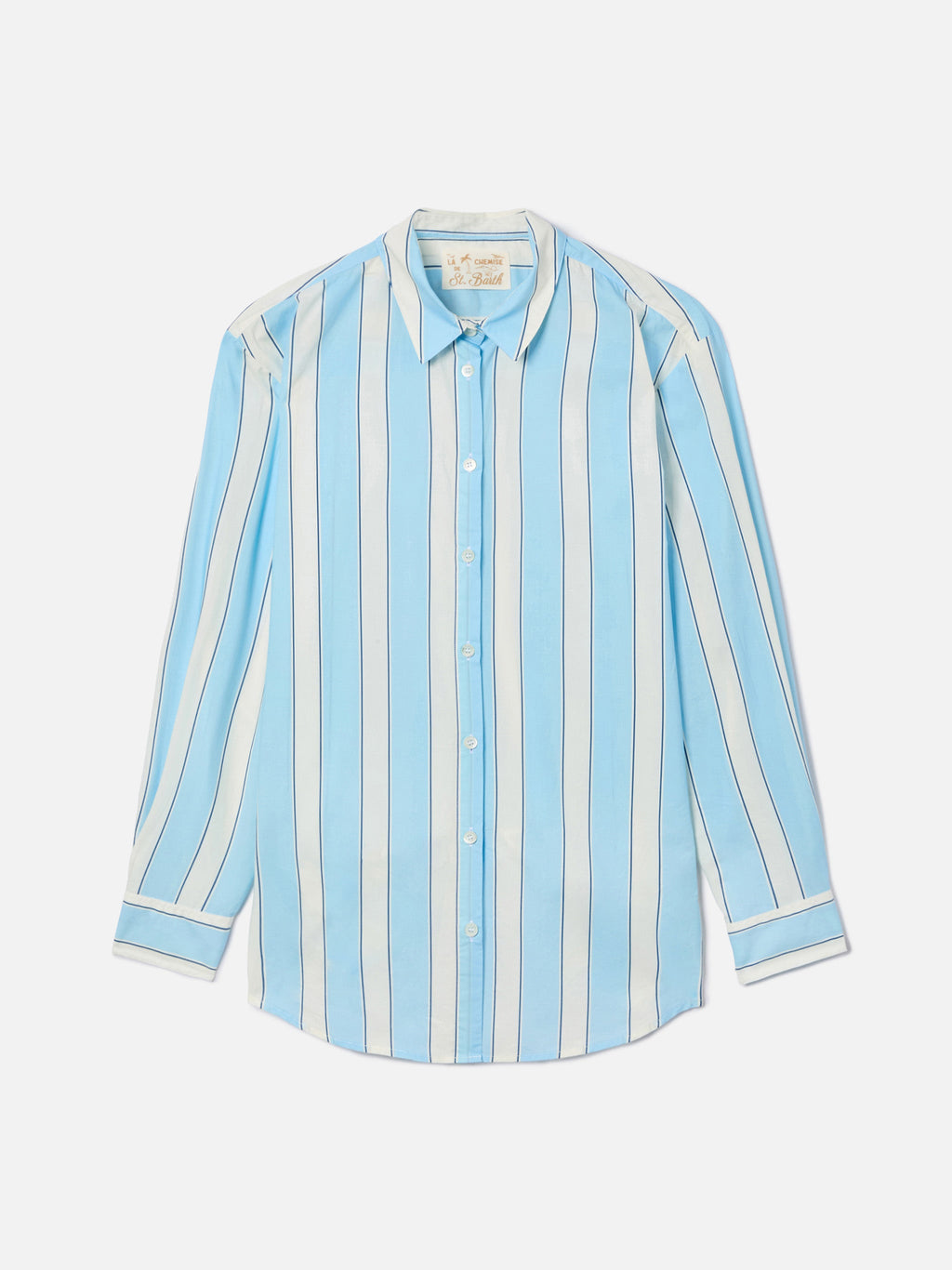 Camicia Brigitte in cotone a righe azzurre con ricamo Sport product image 5