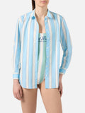 Camicia Brigitte in cotone a righe azzurre con ricamo Sport product image 1