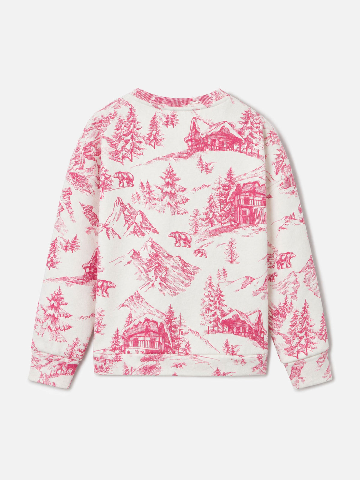 Felpa girocollo Briony bianca con stampa toile de Jouy rosa product image 3