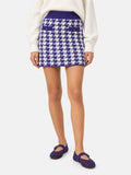 Gonna Chatel viola in maglia con motivo pied de poule