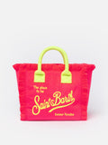 Borsa a mano Colette fucsia in spugna con frange