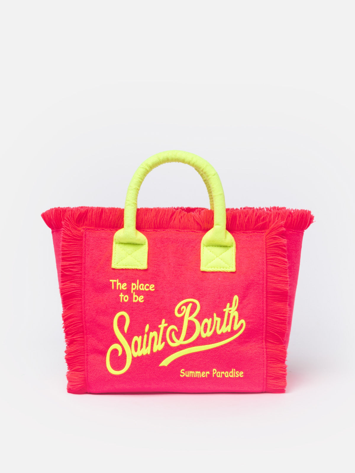 Borsa a mano Colette fucsia in spugna con frange