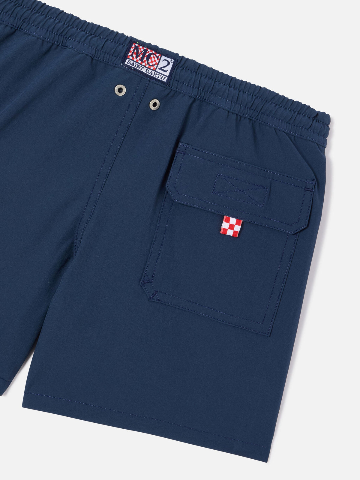 Costume mare Comfort Jr blu navy con ricamo logo giallo fluo