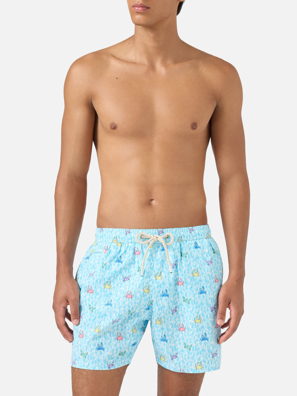 Costume mare Comfort Light bianco con stampa granchi