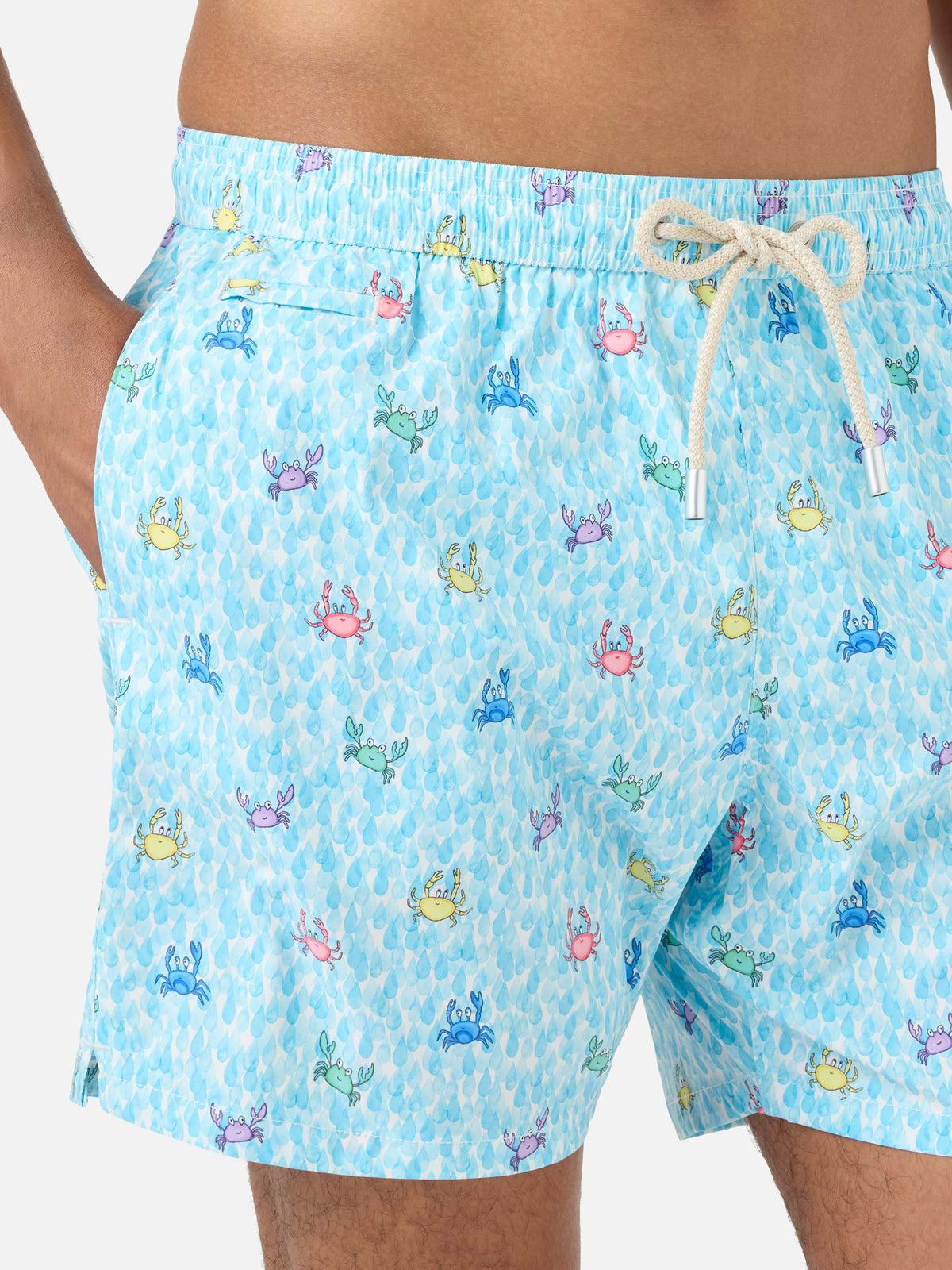 Costume mare Comfort Light bianco con stampa granchi