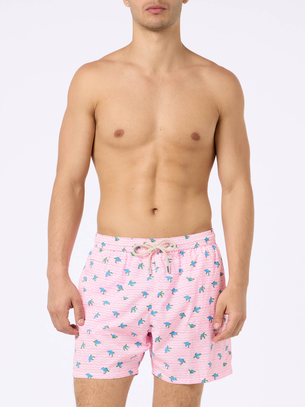 Costume mare Comfort Light rosa con stampa tartarughe e onde