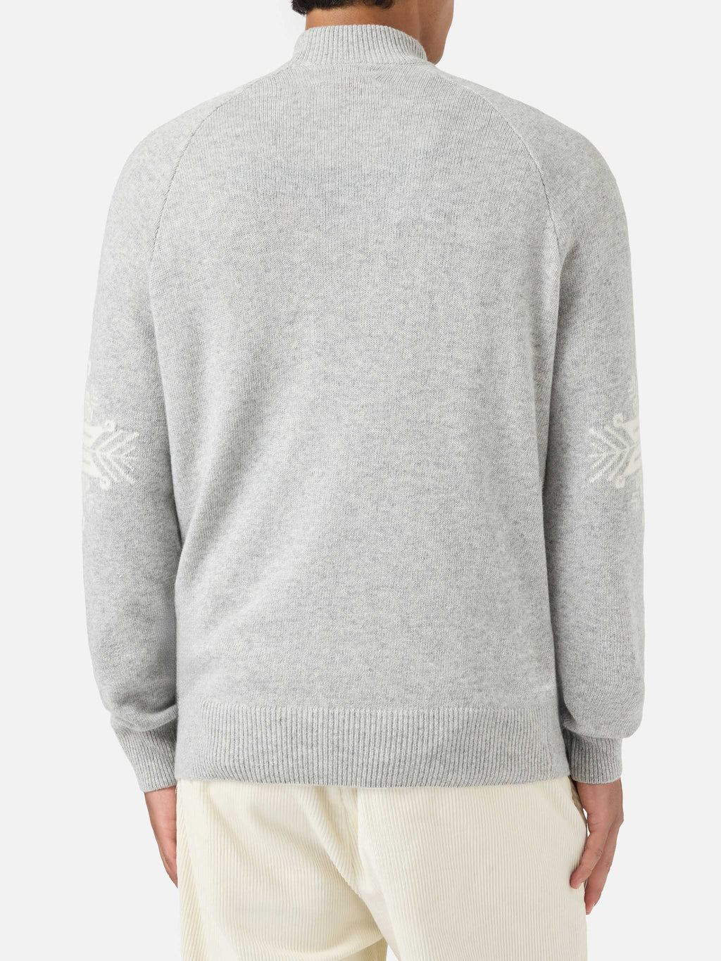 Maglia a lupetto Davos grigio chiaro melange con jacquard Matterhorn