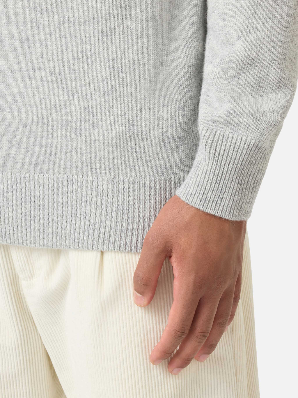 Maglia a lupetto Davos grigio chiaro melange con jacquard Matterhorn