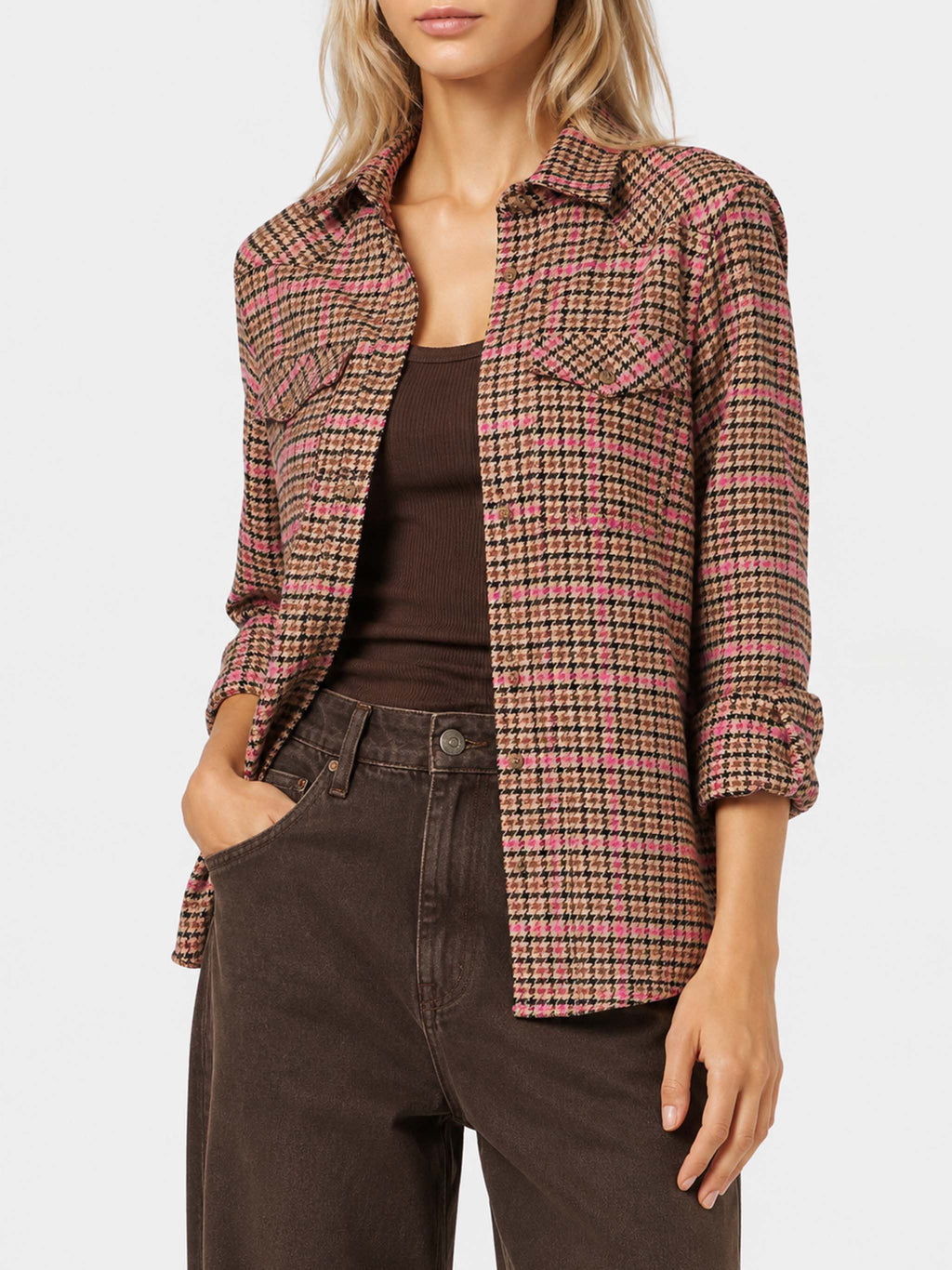 Overshirt Deer bianco e nero pied de poule product image 1