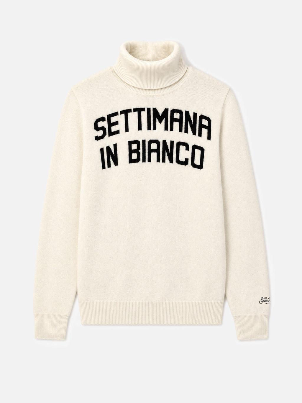 Maglia dolcevita bianca con jacquard Settimana in Bianco