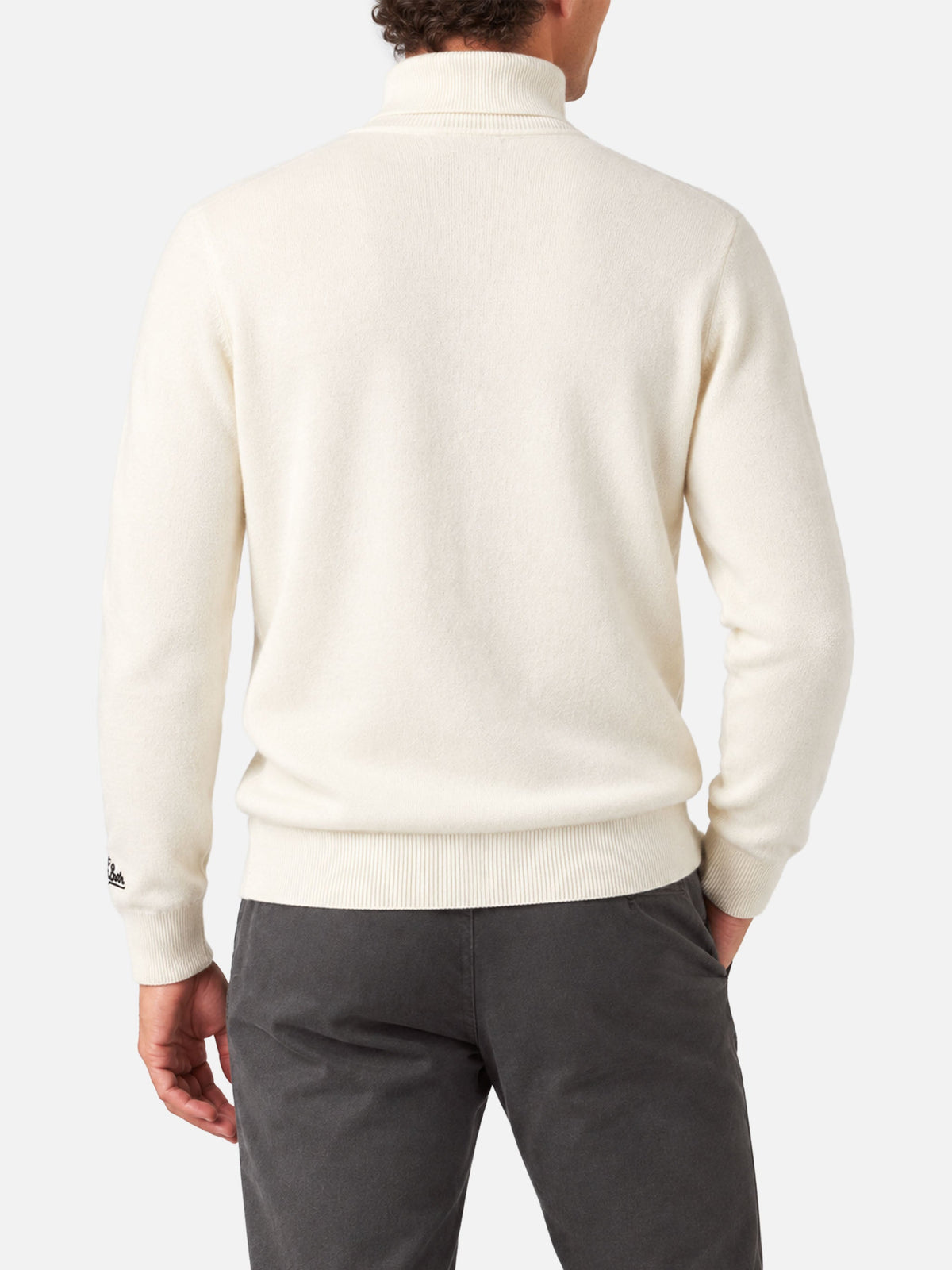 Maglia dolcevita bianca con jacquard Settimana in Bianco