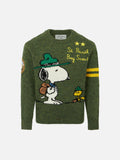 Maglione Douglas verde militare con jacquard Snoopy e Woodstock e ricamo St. Barth Boy Scout | Special Edition