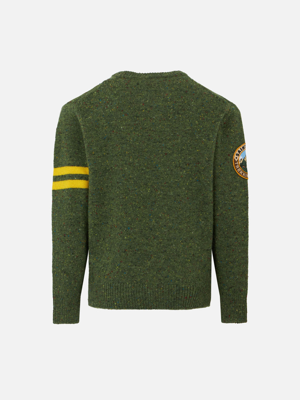 Maglione Douglas verde militare con jacquard Snoopy e Woodstock e ricamo St. Barth Boy Scout | Special Edition