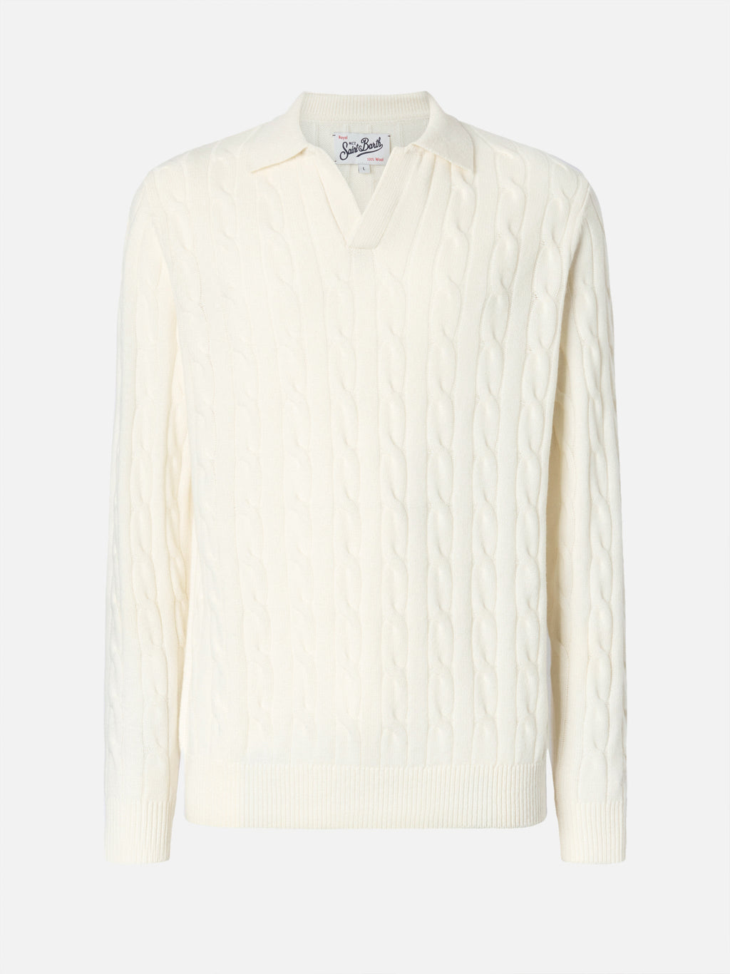 Polo in maglia Downing Braid Wool bianco panna product image 5