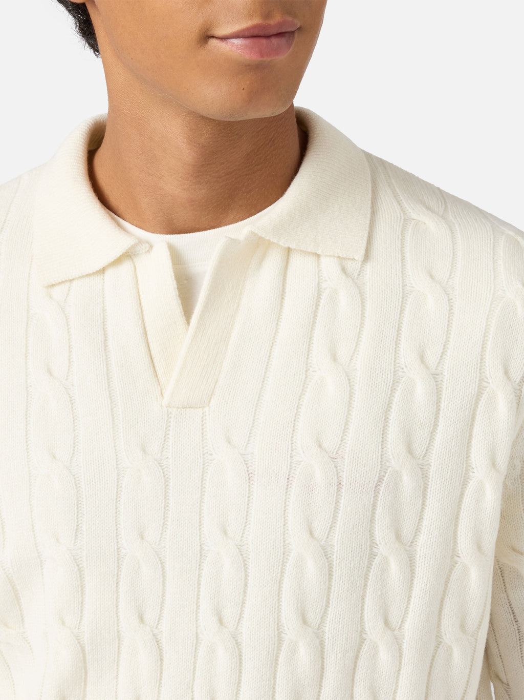 Polo in maglia Downing Braid Wool bianco panna product image 2