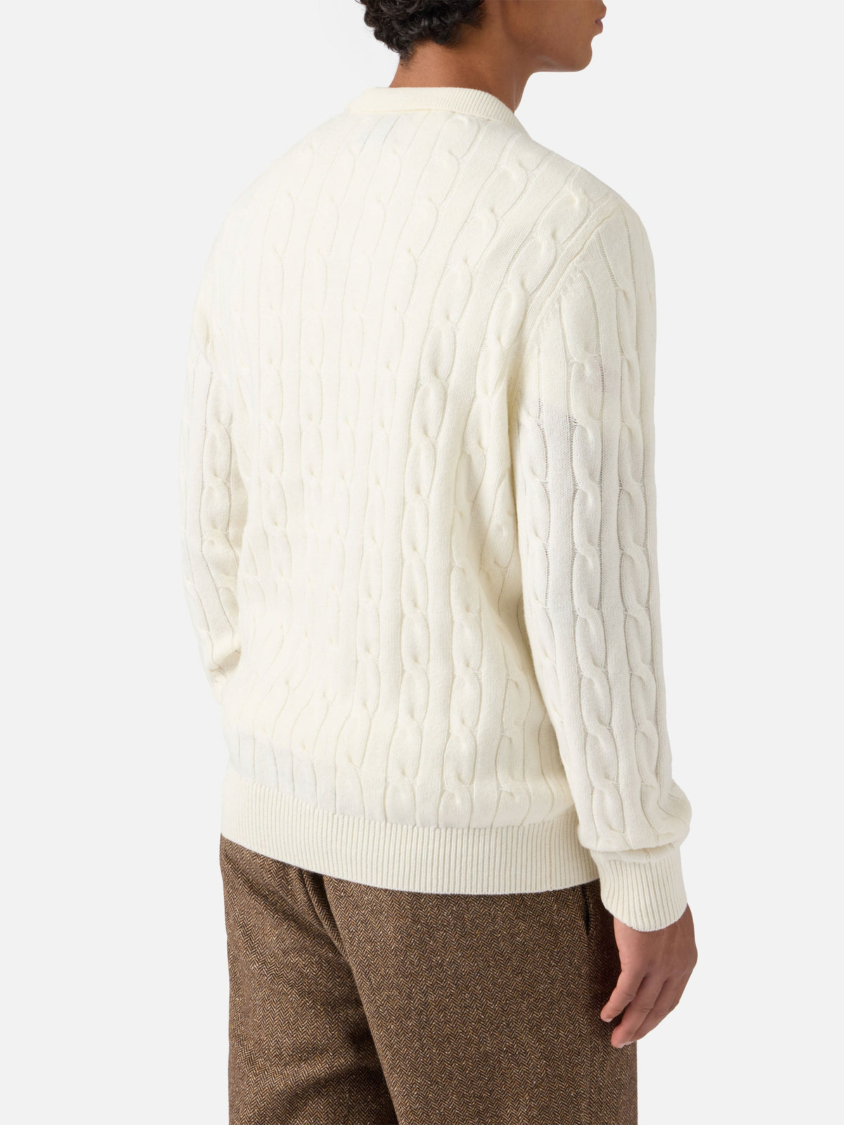 Polo in maglia Downing Braid Wool bianco panna product image 3