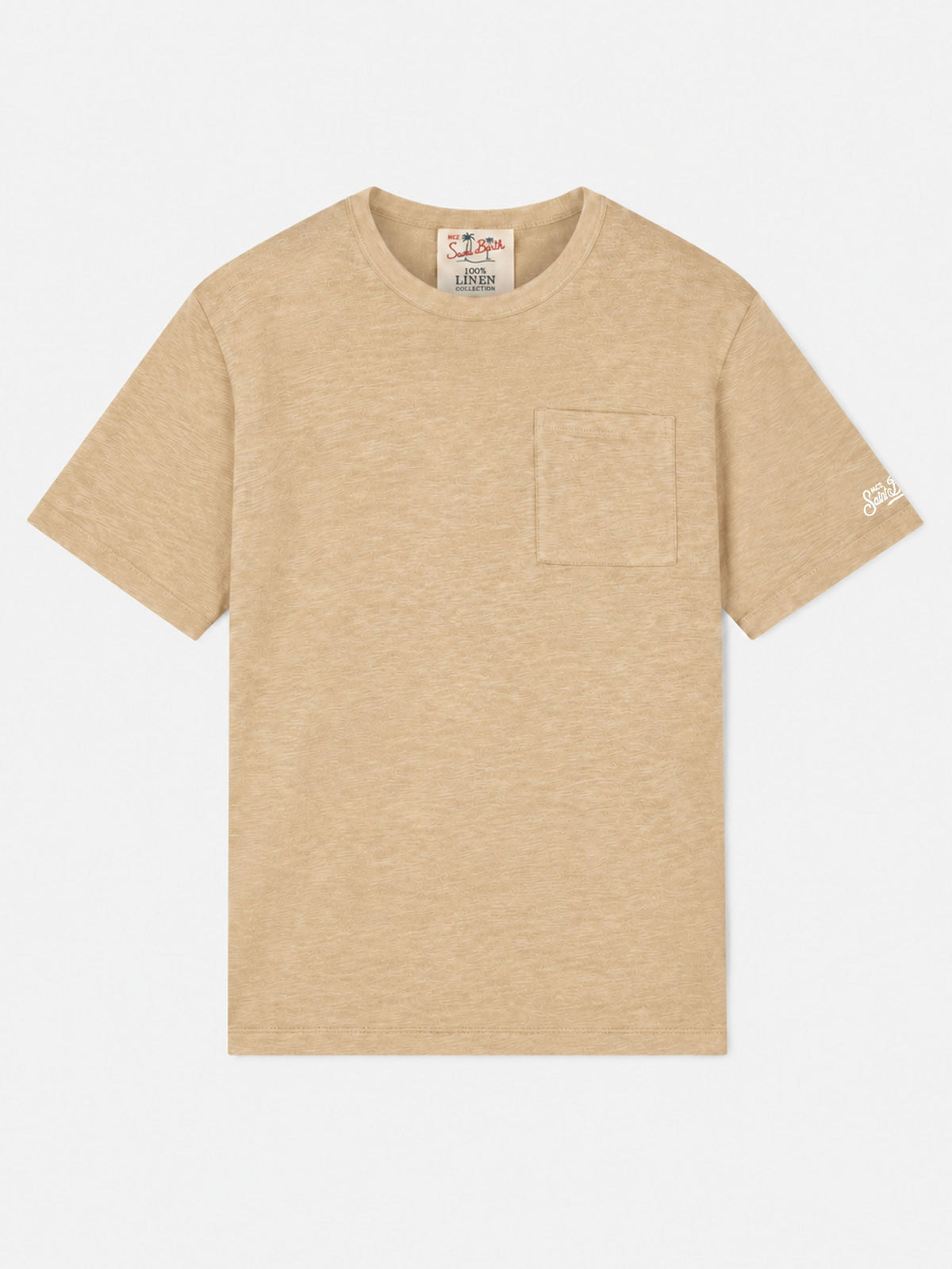 T-shirt Ecstasea beige in lino con taschino product image 1