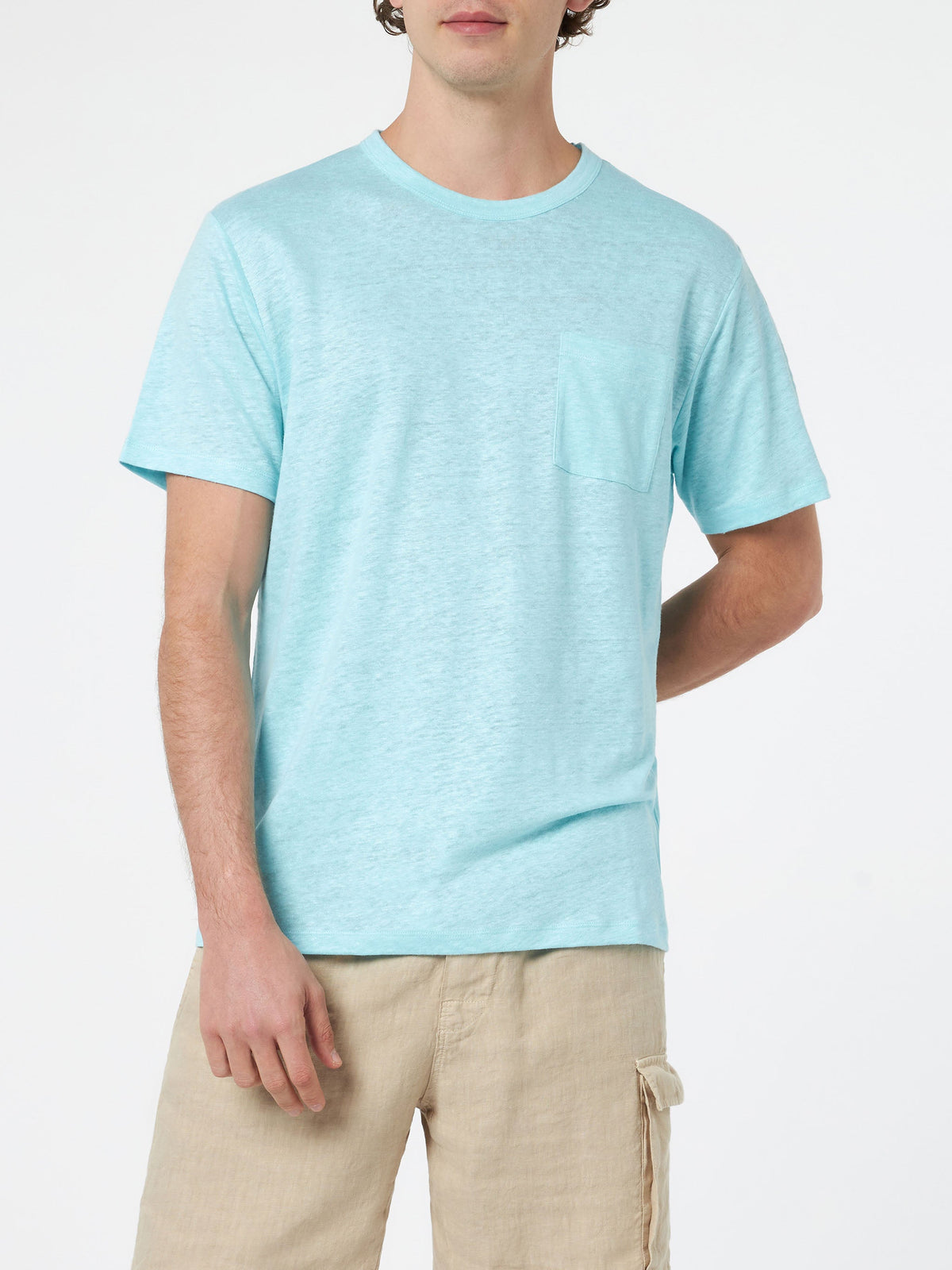 T-shirt Ecstasea verde acqua in lino product image 2