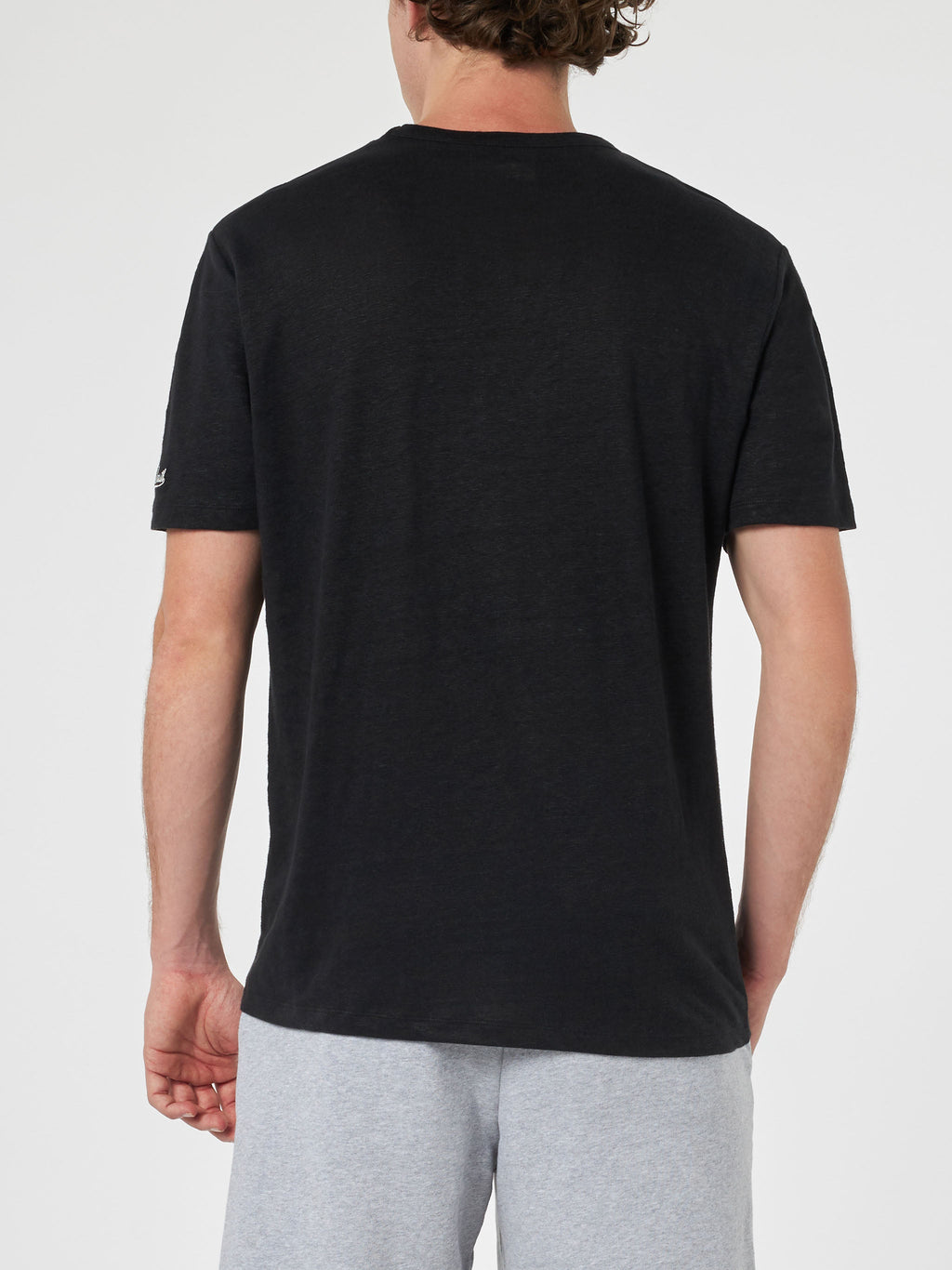 T-shirt Ecstasea nera in lino con taschino sul petto product image 4
