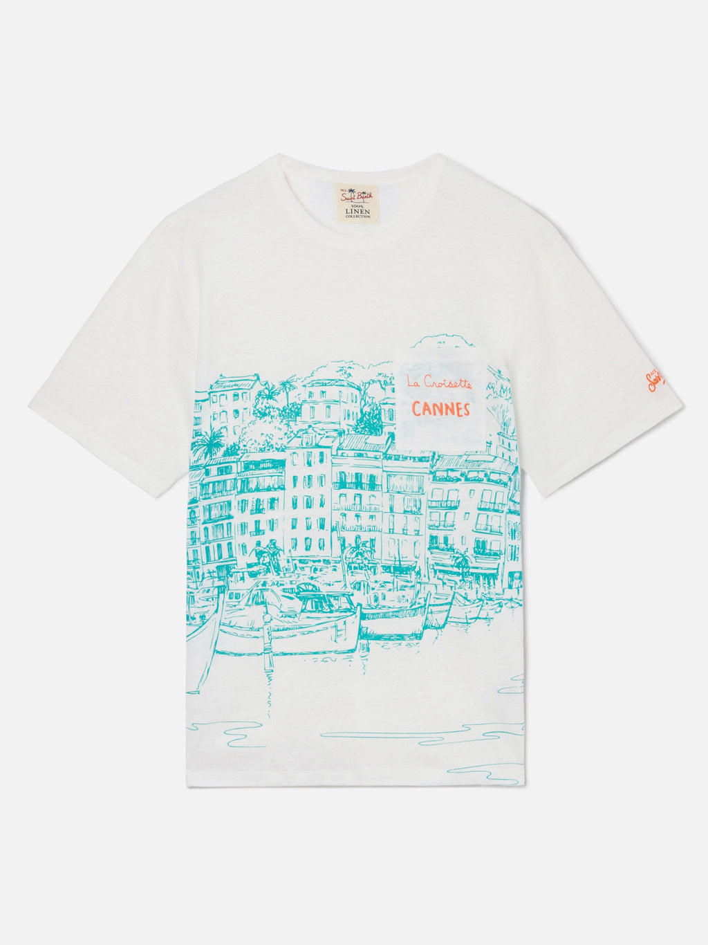 T-shirt Ecstasea bianca in lino con stampa Cannes product image 1