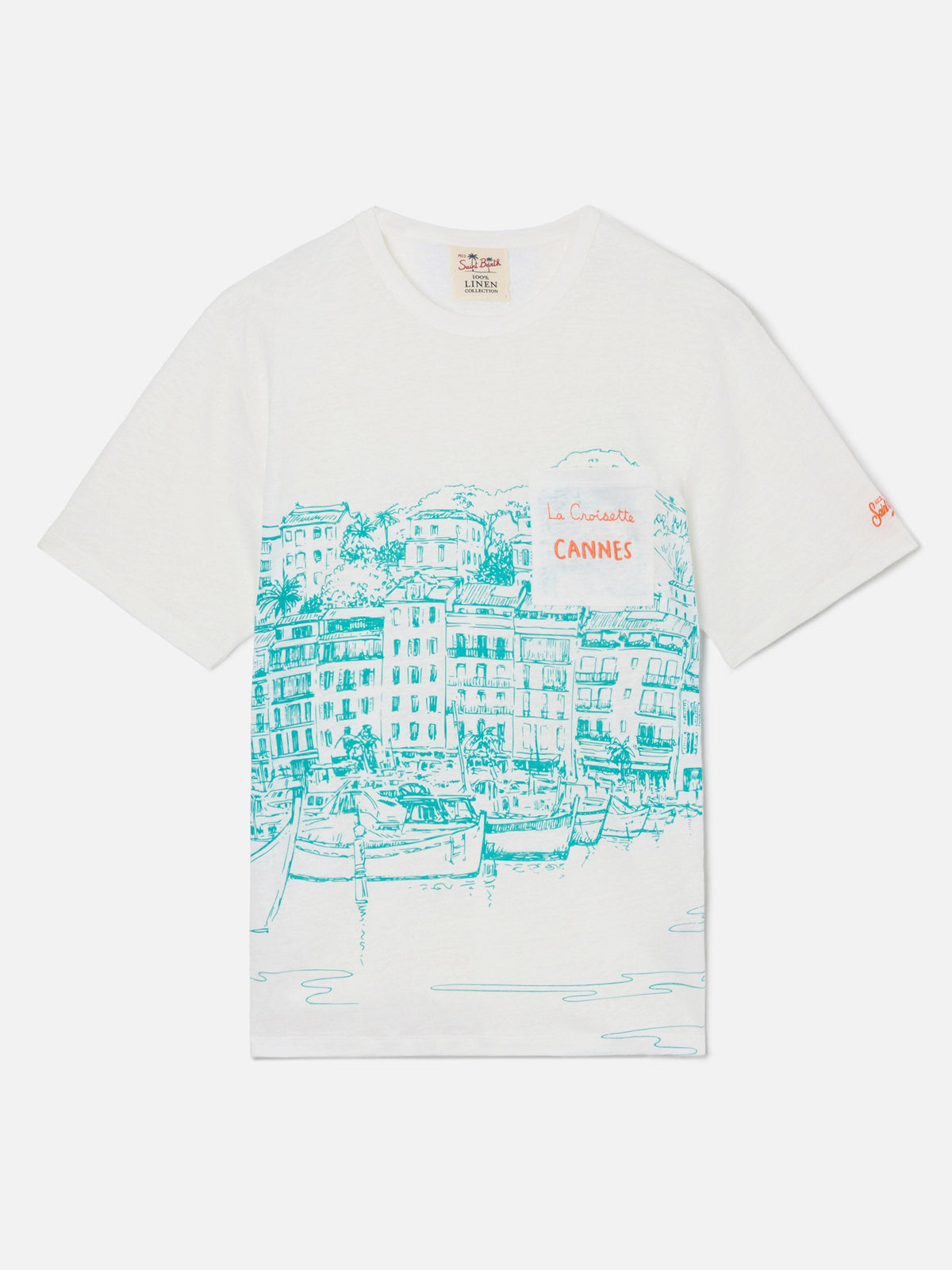 T-shirt Ecstasea bianca in lino con stampa Cannes product image 1