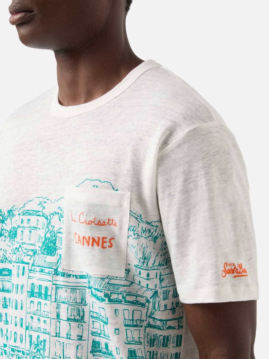 T-shirt Ecstasea bianca in lino con stampa Cannes product image 3