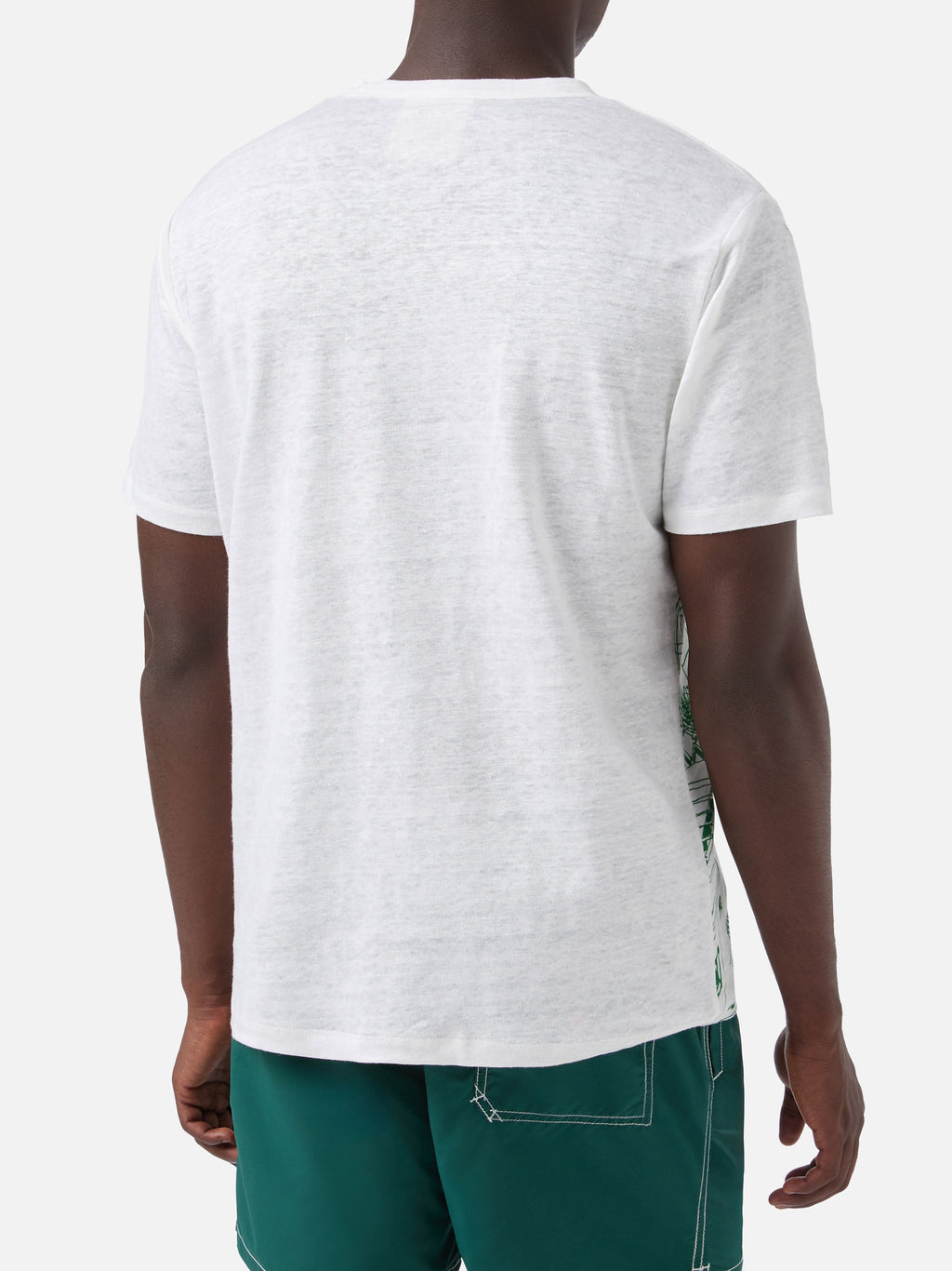 T-shirt Ecstasea bianca in lino con stampa Faraglioni product image 4