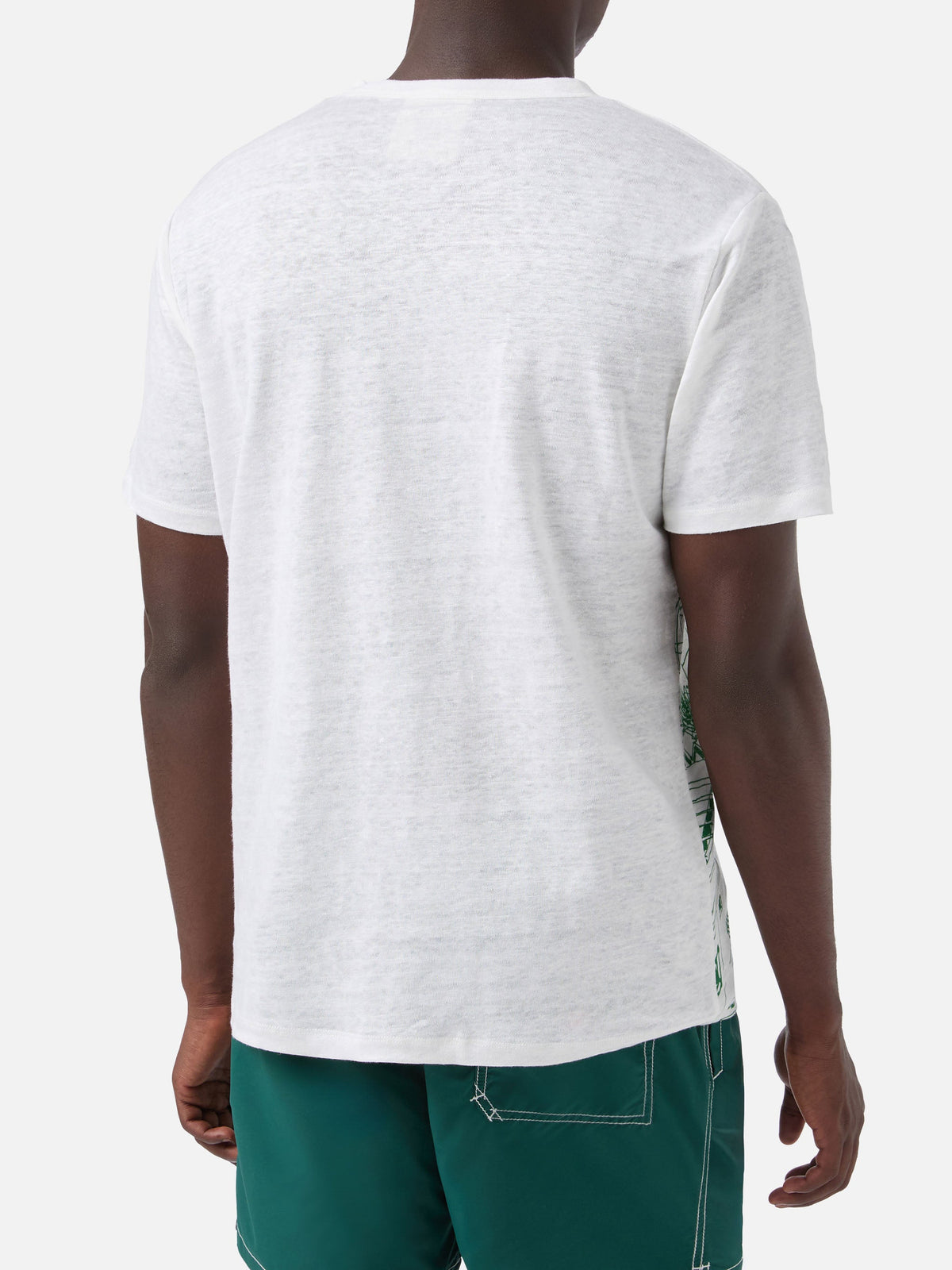 T-shirt Ecstasea bianca in lino con stampa Faraglioni product image 4