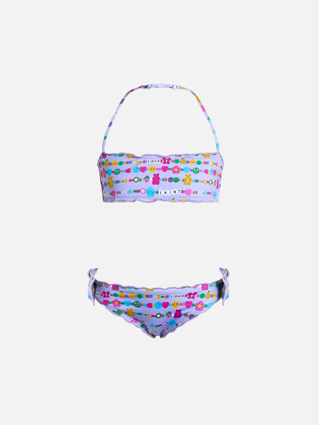 Bikini a fascia Emy con stampa braccialetti di caramelle