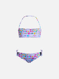 Bikini a fascia Emy con stampa braccialetti di caramelle